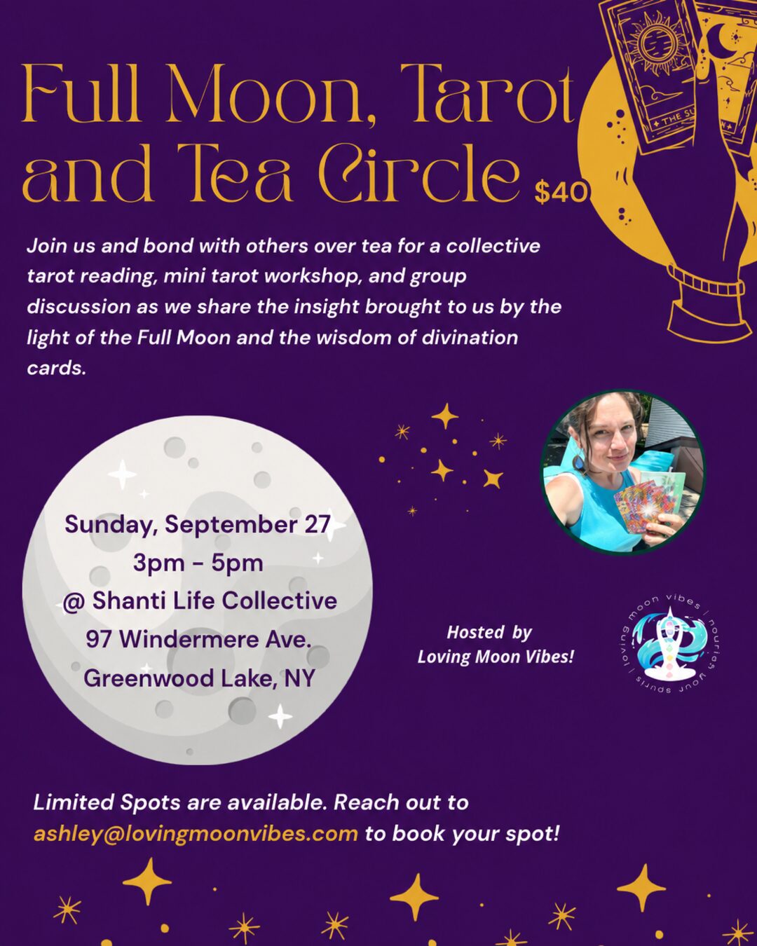 Full Moon Tarot and Tea Circle at Shanti Life Collective in Greenwood Lake on September 27, 2026