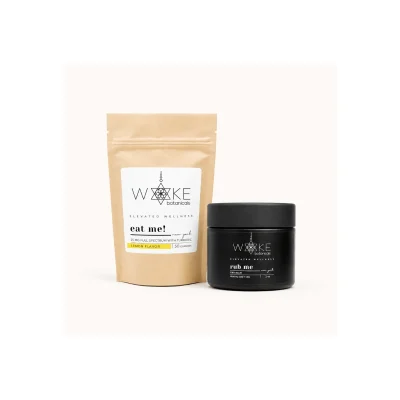 Woke Botanicals turmeric CBD gummies and CBD body balm recovery bundle